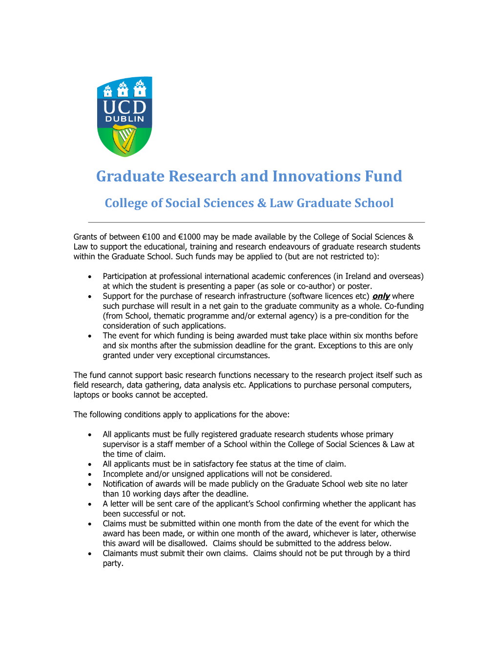 Graduate Research and Innovations Fund