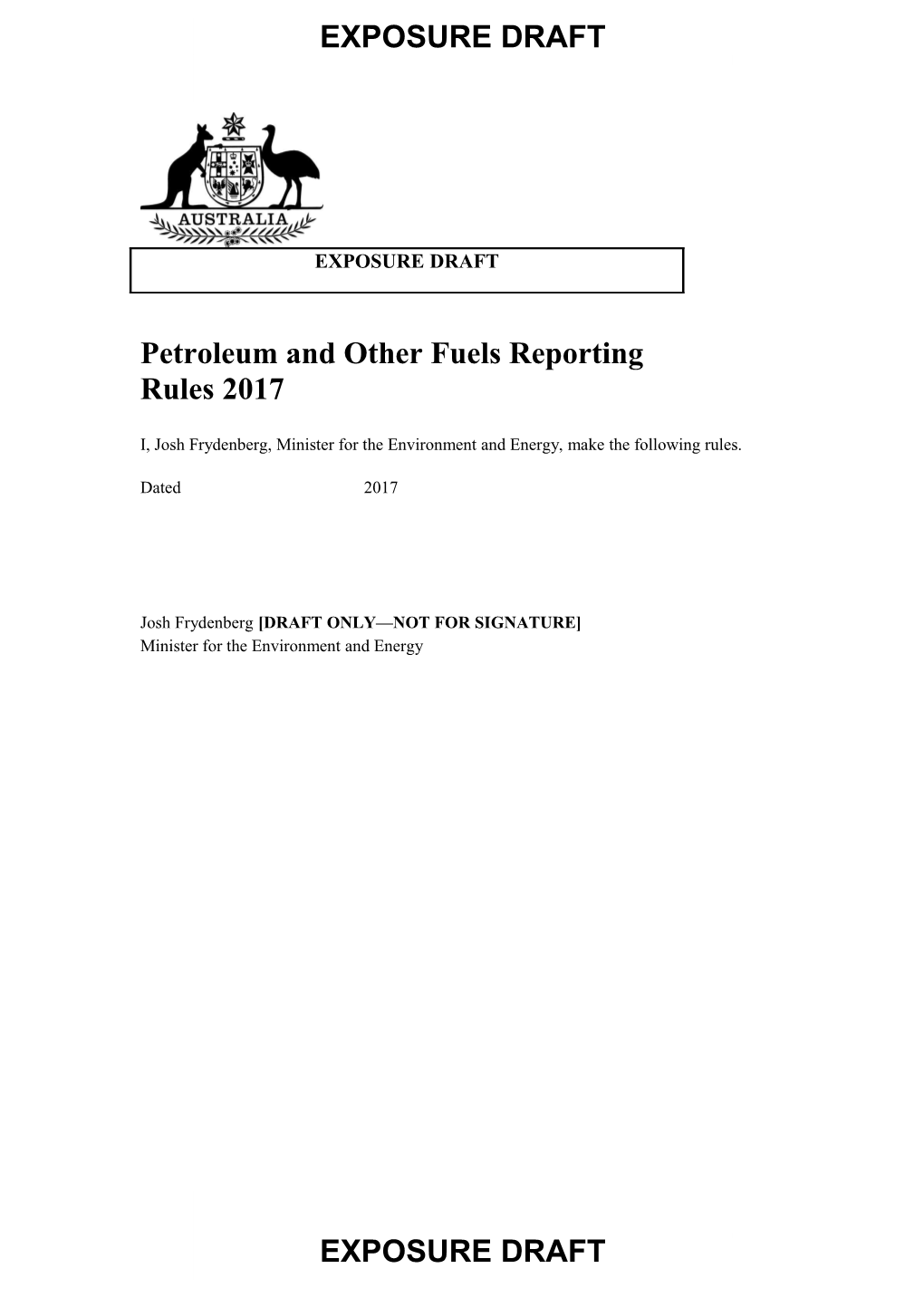 Petroleum and Other Fuels Reporting Rules - Exposure Draft, 2017 (DOC 383 KB)