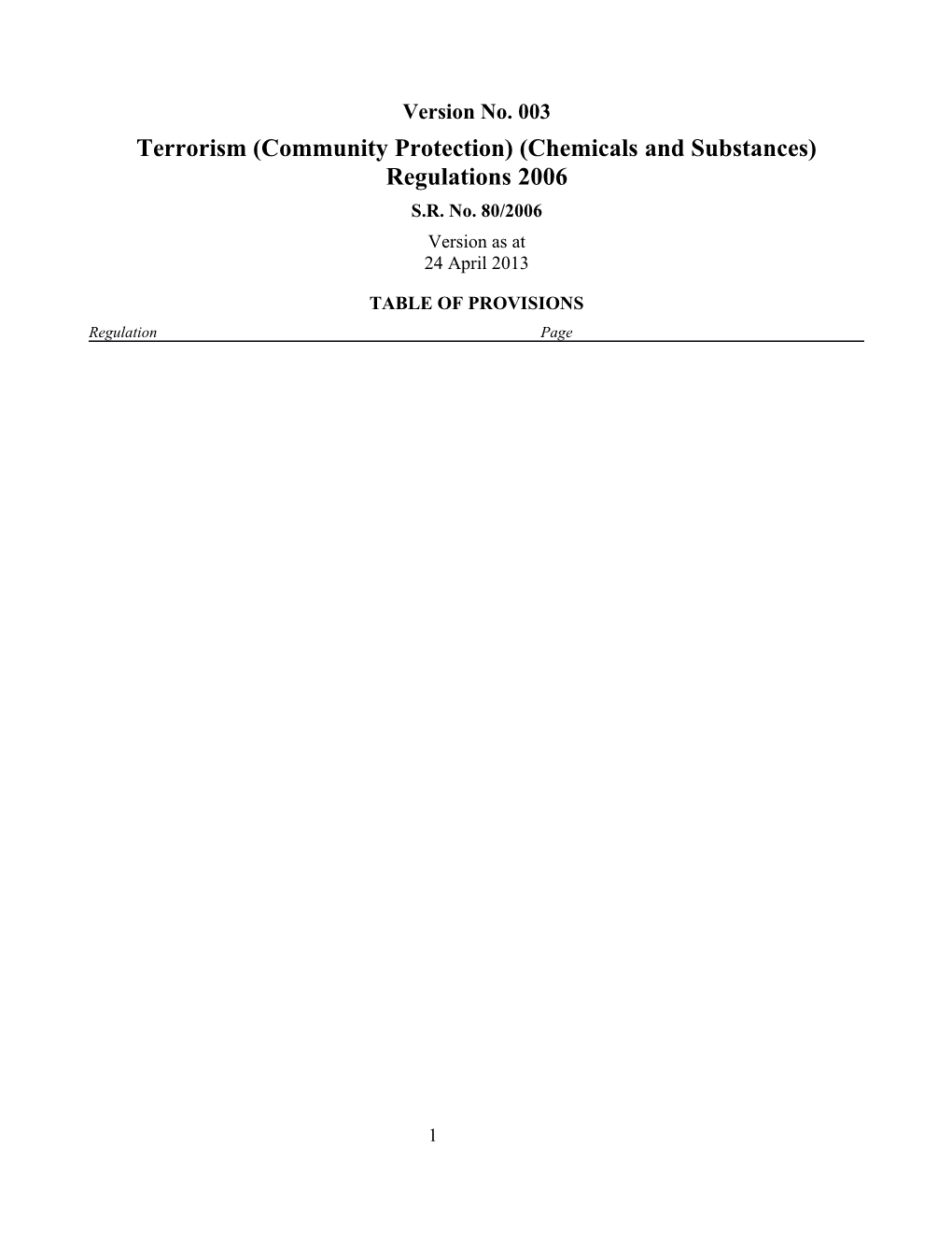 Terrorism (Community Protection) (Chemicals and Substances) Regulations 2006