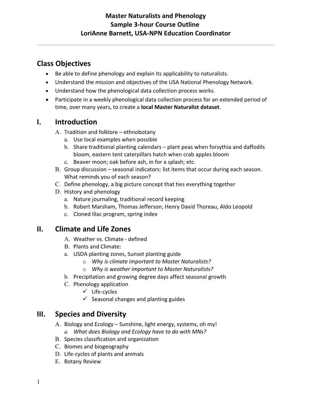 Sample 3-Hour Course Outline