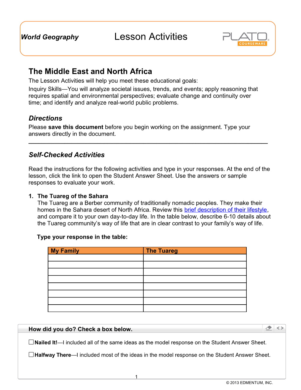 The Middle East and North Africa