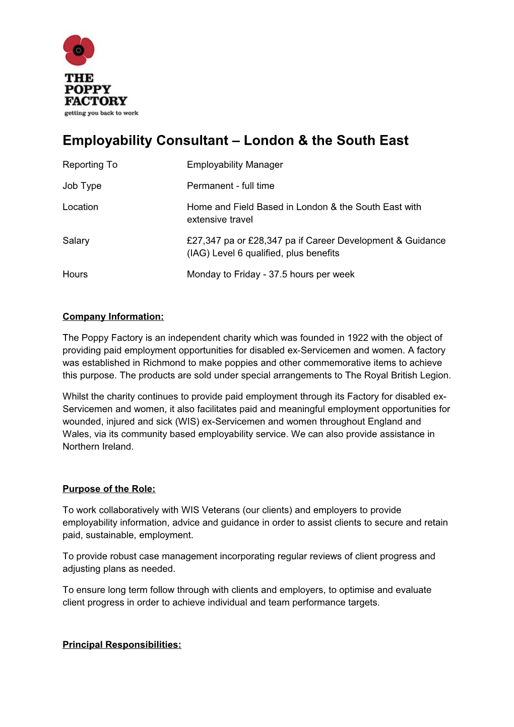 Employability Consultant London & the South East