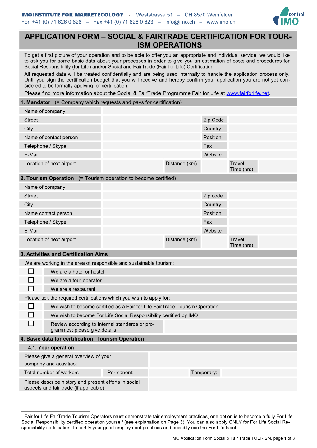 Application Form Social & Fairtrade Certification