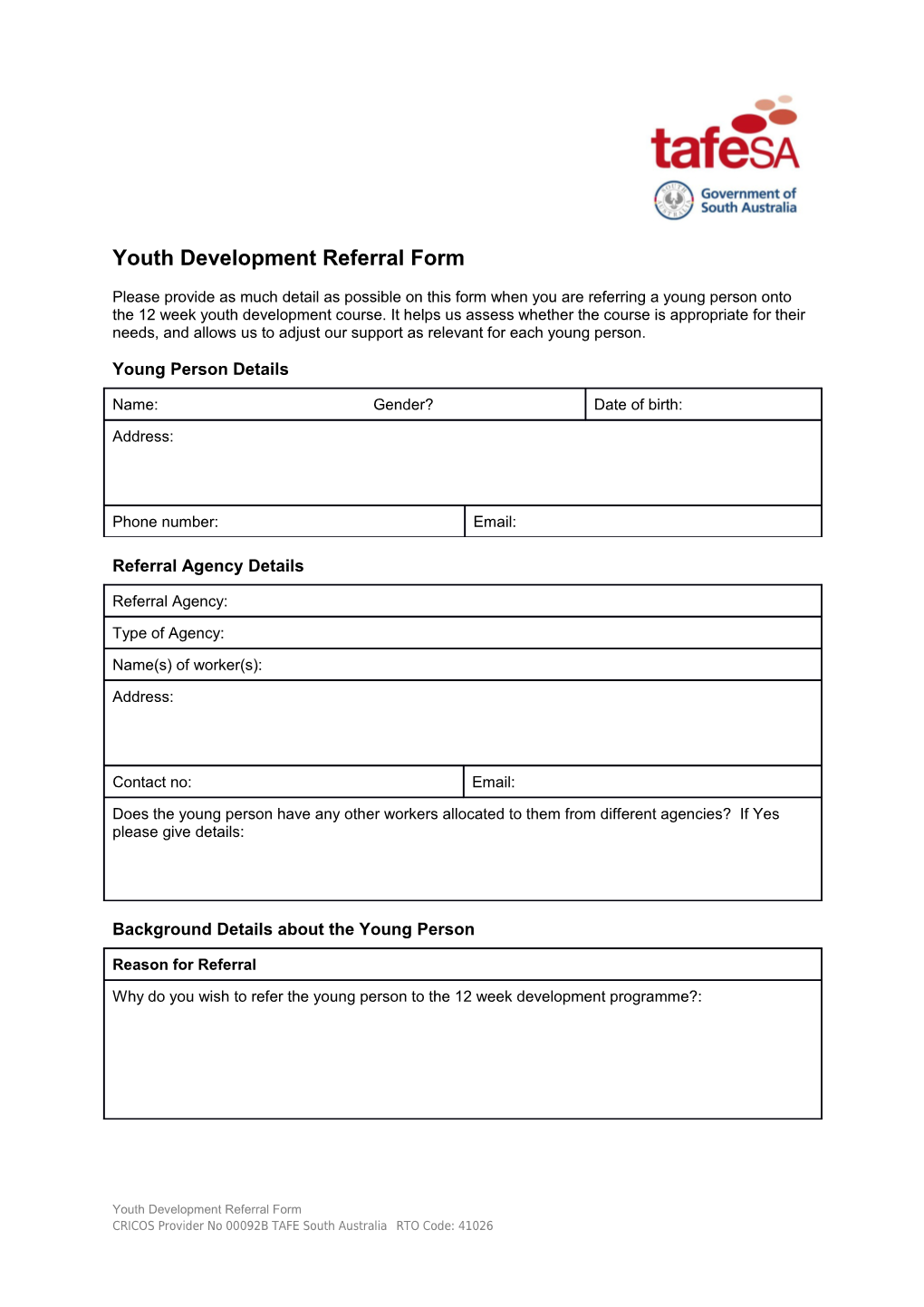 Youth Development Referral Form