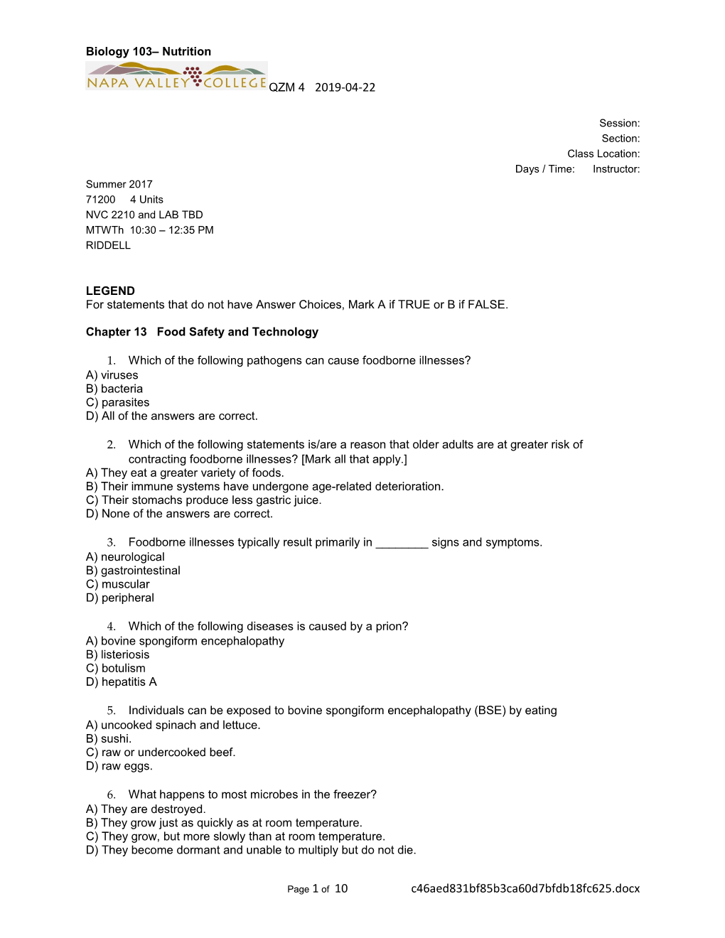 Chapter 13 Food Safety and Technology