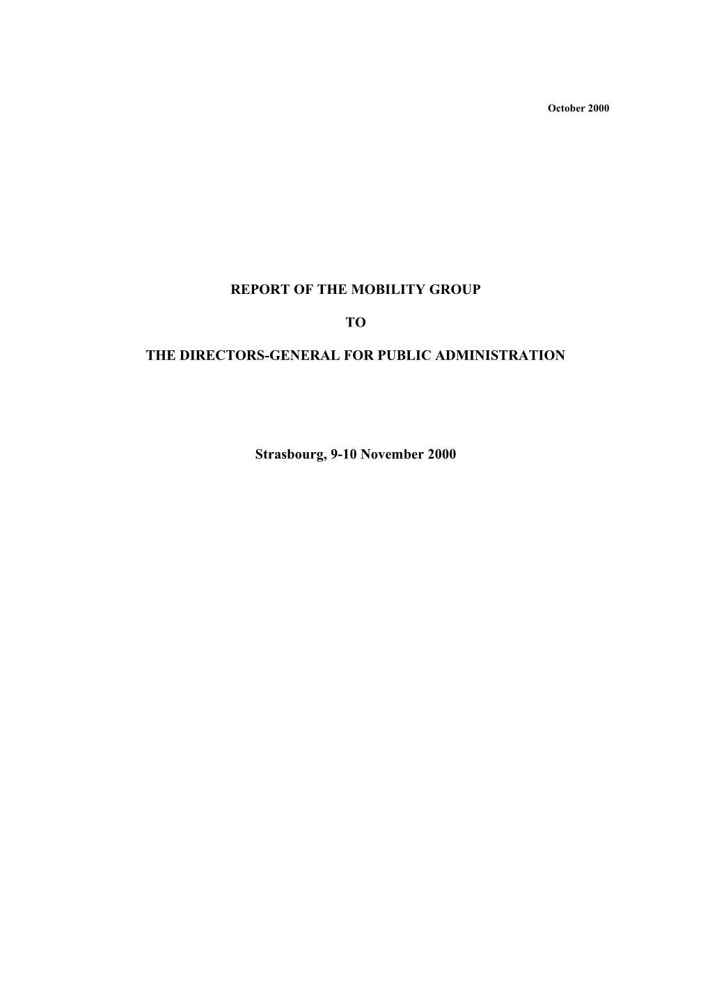 Report of the Mobility Group