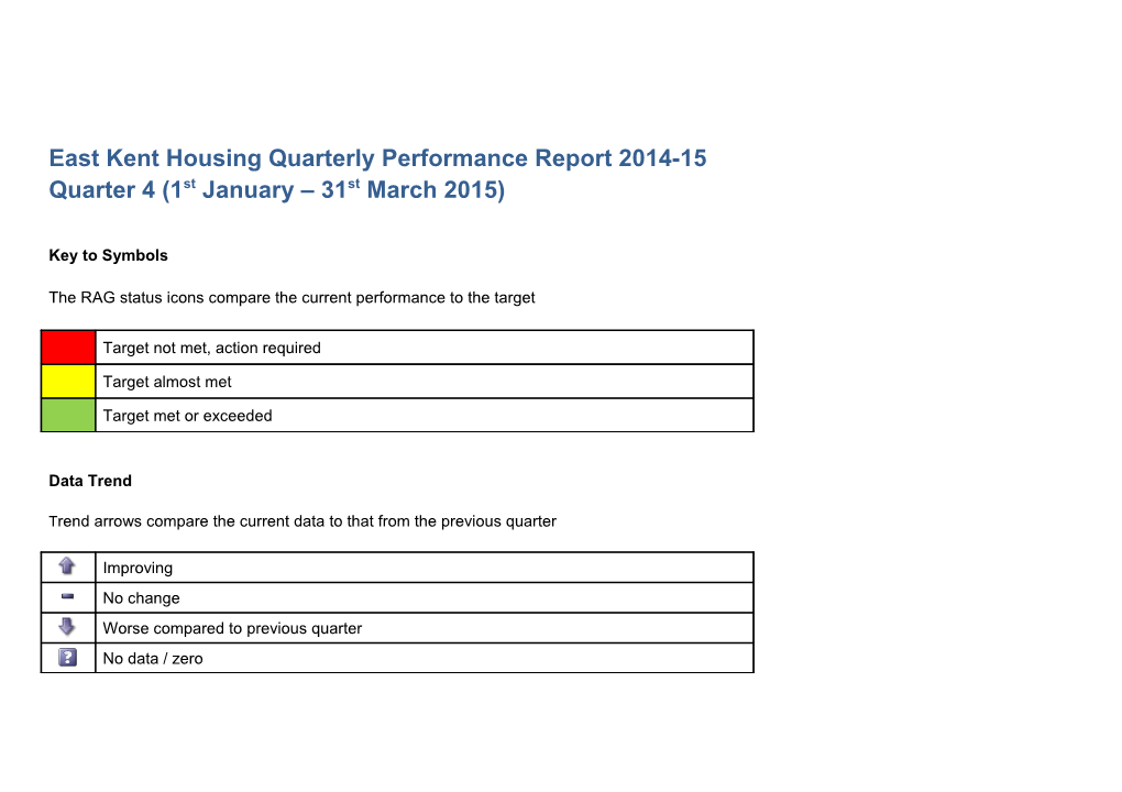 East Kent Housing Quarterly Performance Report 2014-15