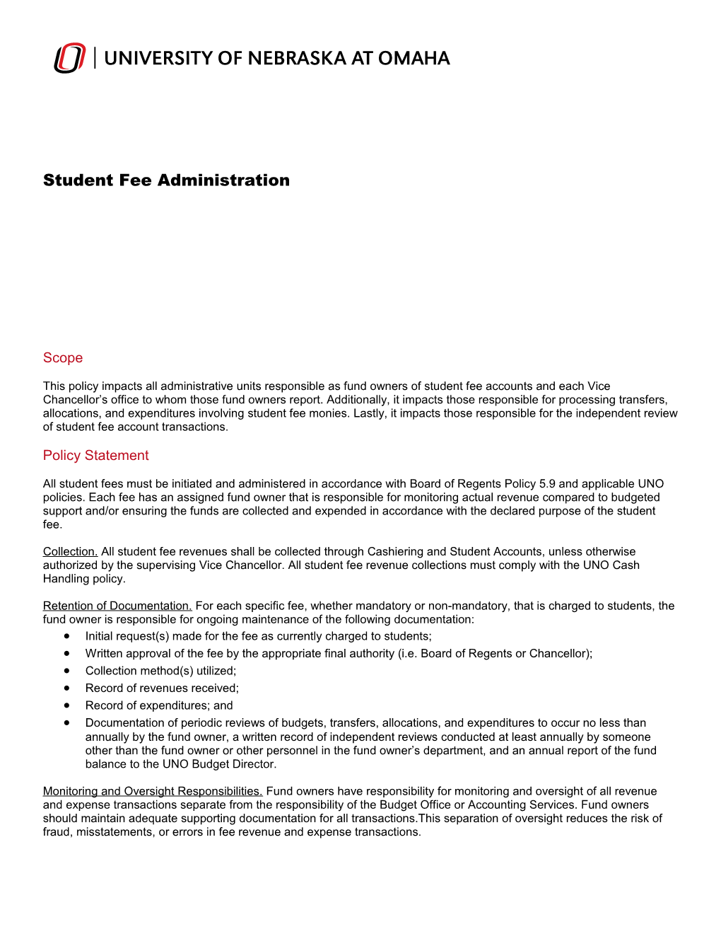 Student Fee Administration