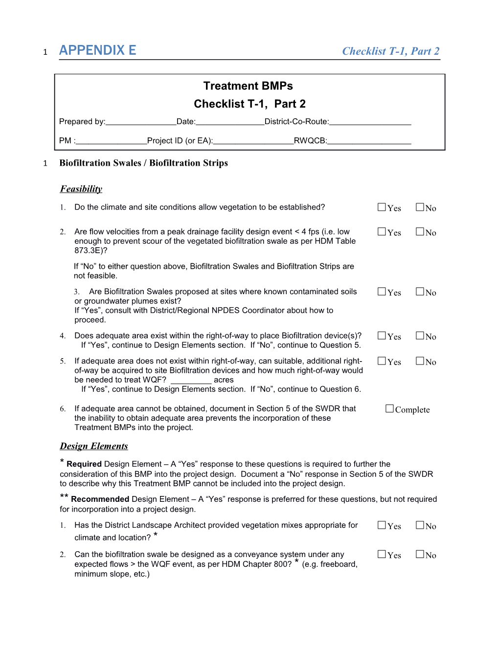 Biofiltration Swales / Biofiltration Strips