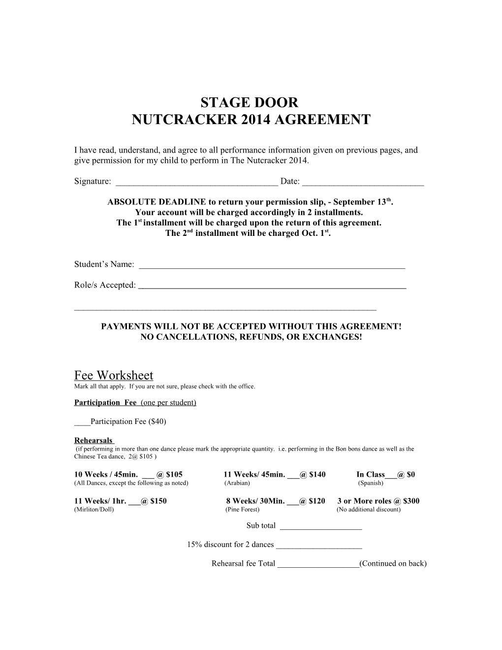 Recital Participation Agreement 99