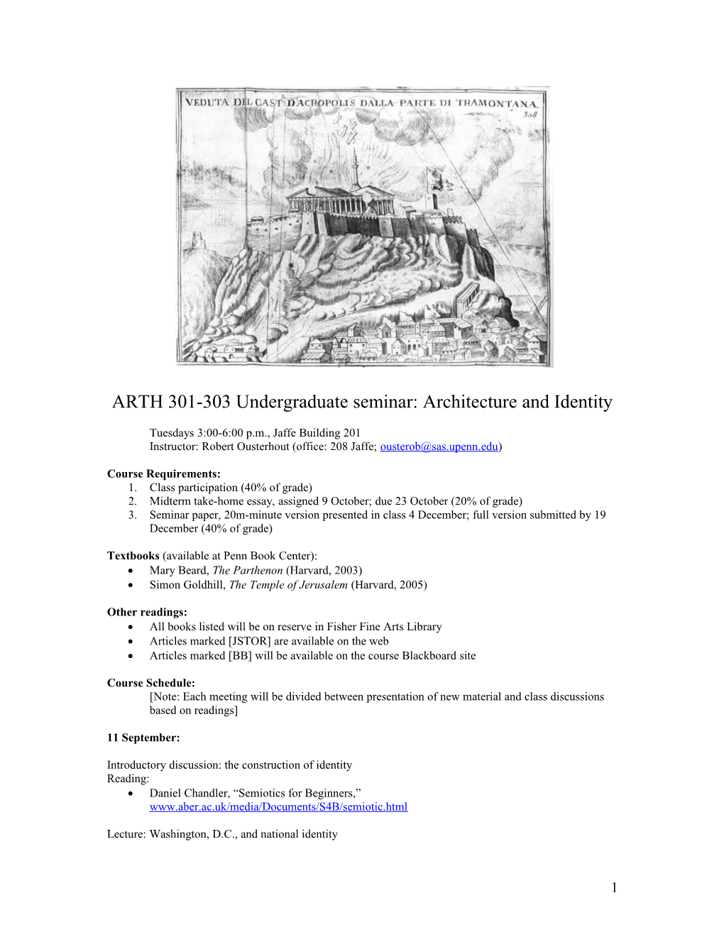 ARTH 301-303 Undergraduate Seminar: Architecture and Identity