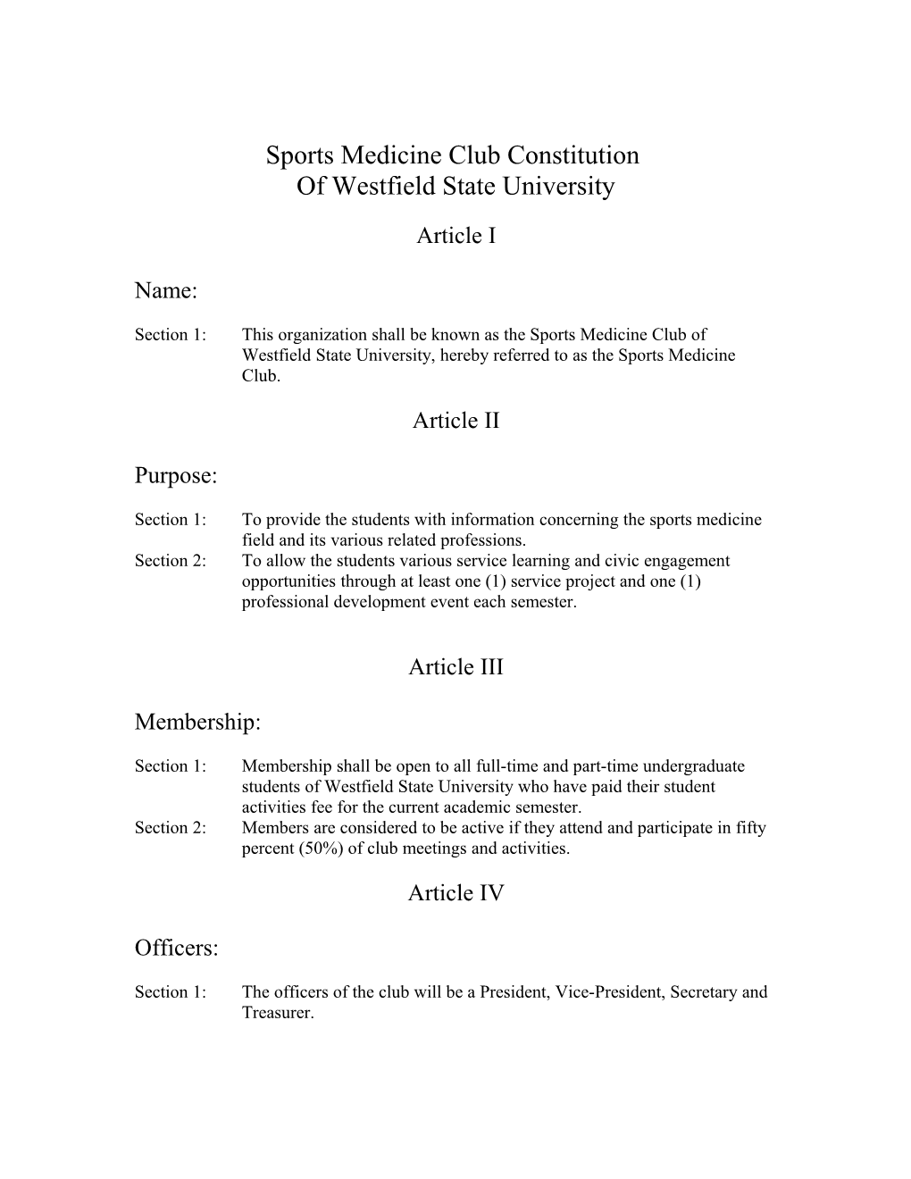 Sports Medicine Club Constitution