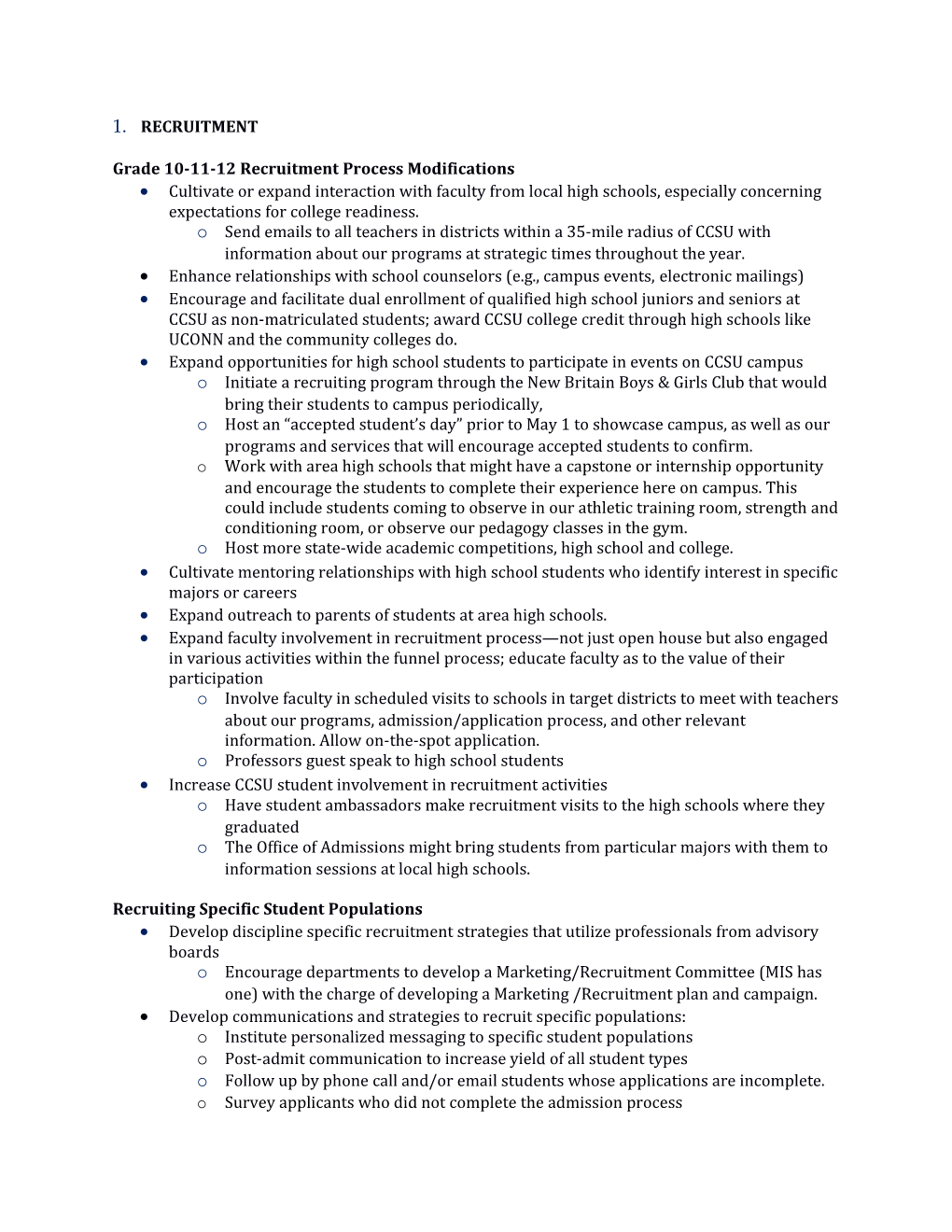 Grade 10-11-12 Recruitment Process Modifications