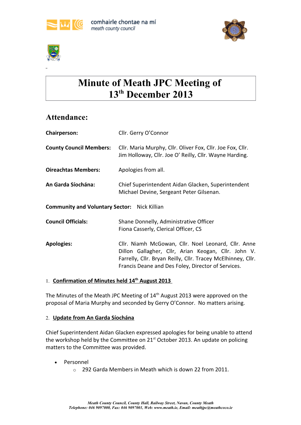 Minute of Meath JPC Meeting Of