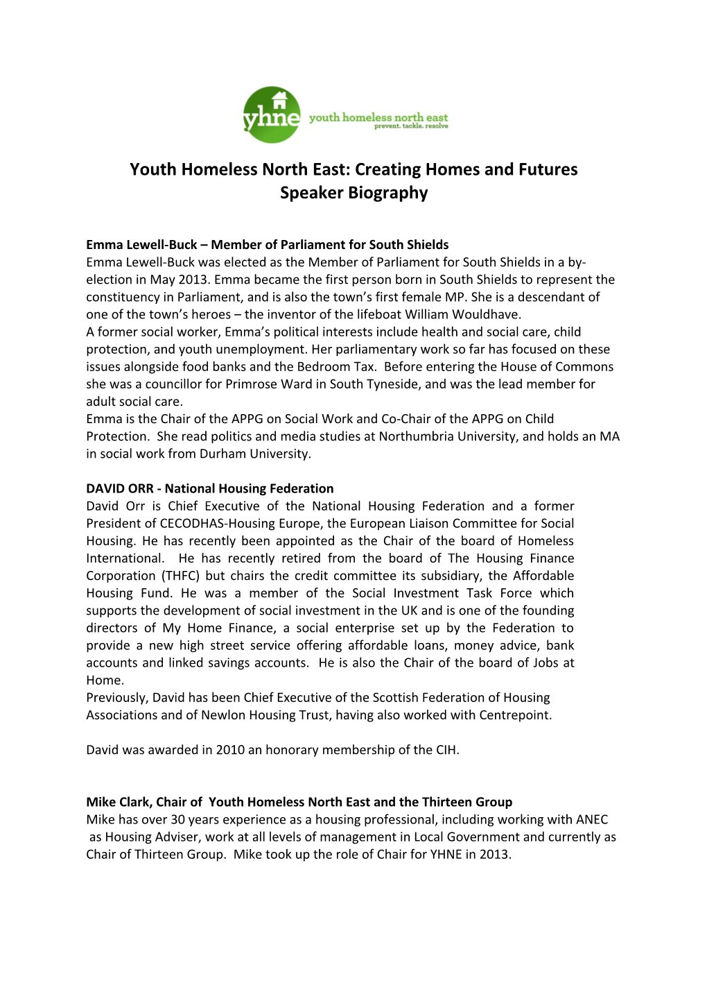 Youth Homeless North East: Creating Homes and Futures