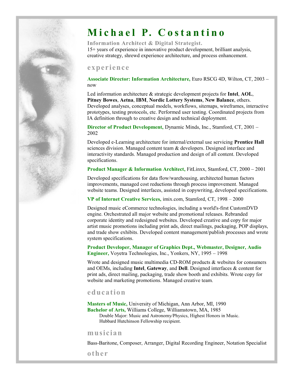 Michael Costantino - Information Architect - Resume