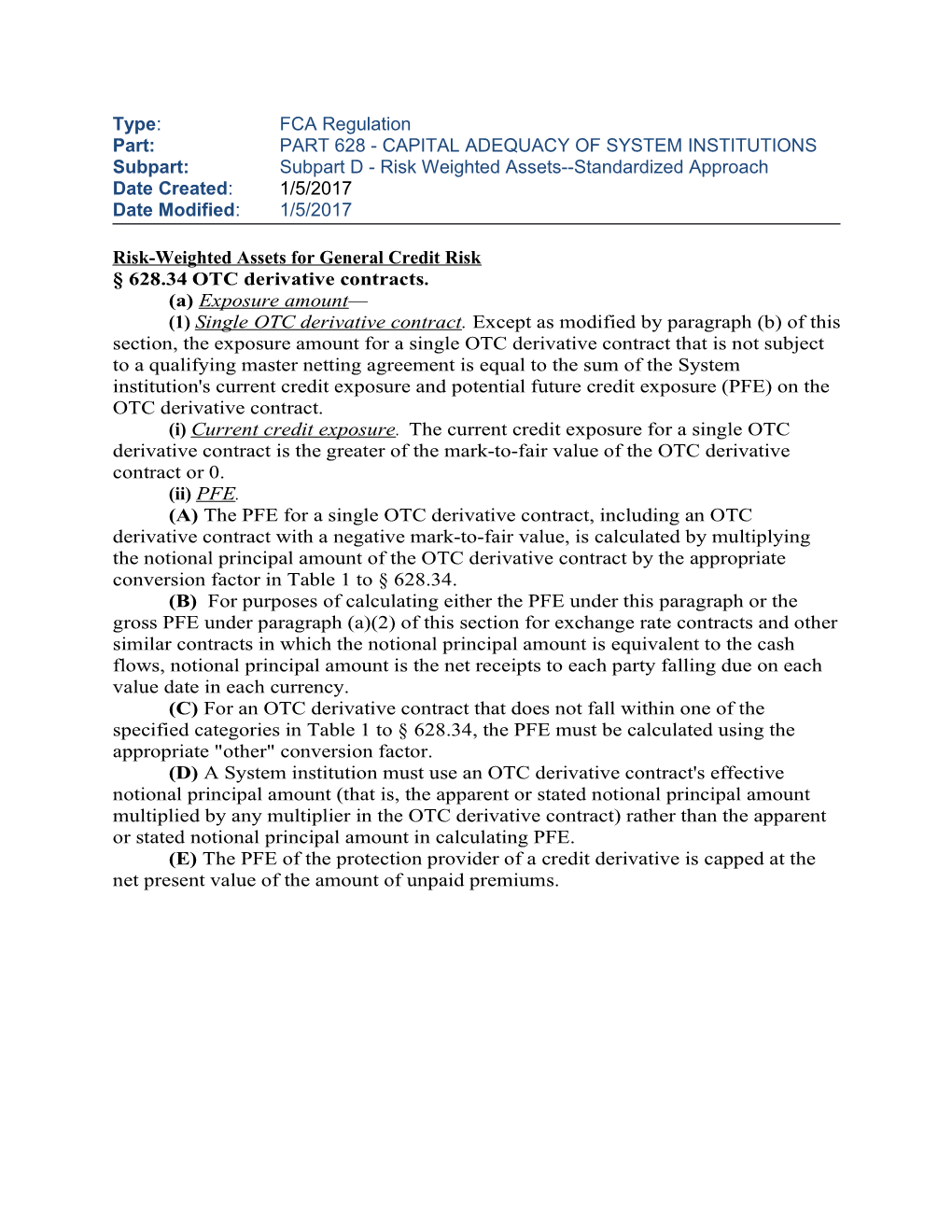 OTC Derivative Contracts