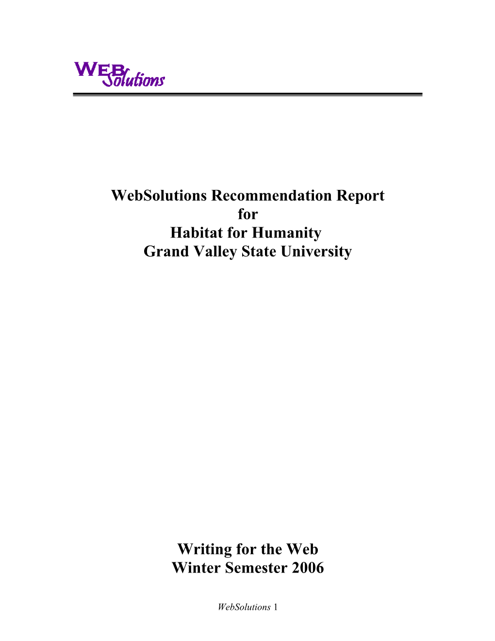 Websolutions Recommendation Report