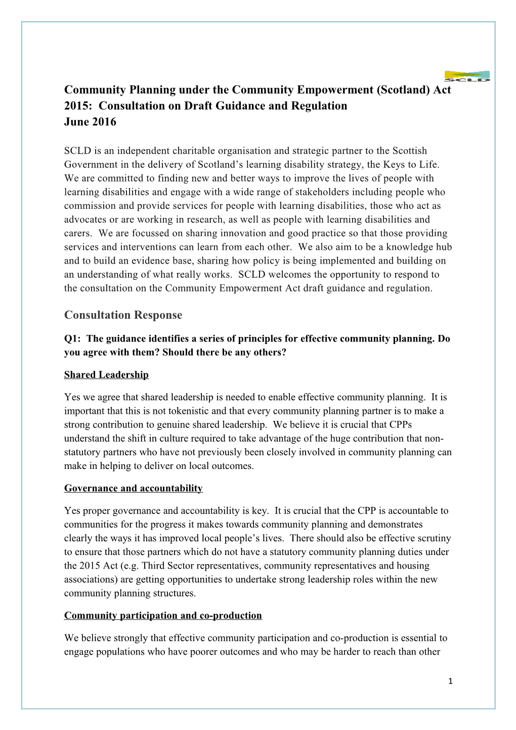 Community Planning Under the Community Empowerment (Scotland) Act 2015: Consultation On