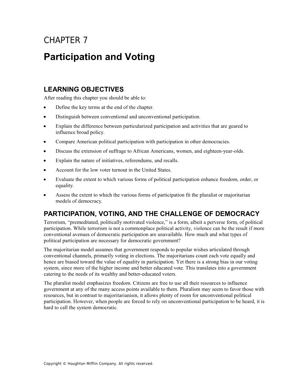 Chapter 7: Participation and Voting 1