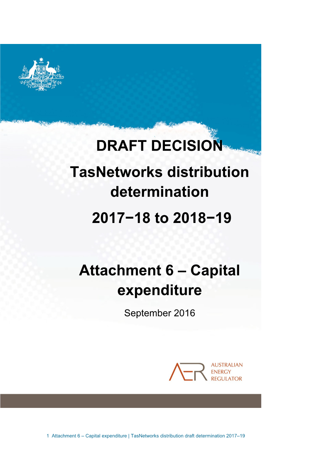 AER Draft Decision - Tasnetworks - Attachment 6 - Capital Expenditure