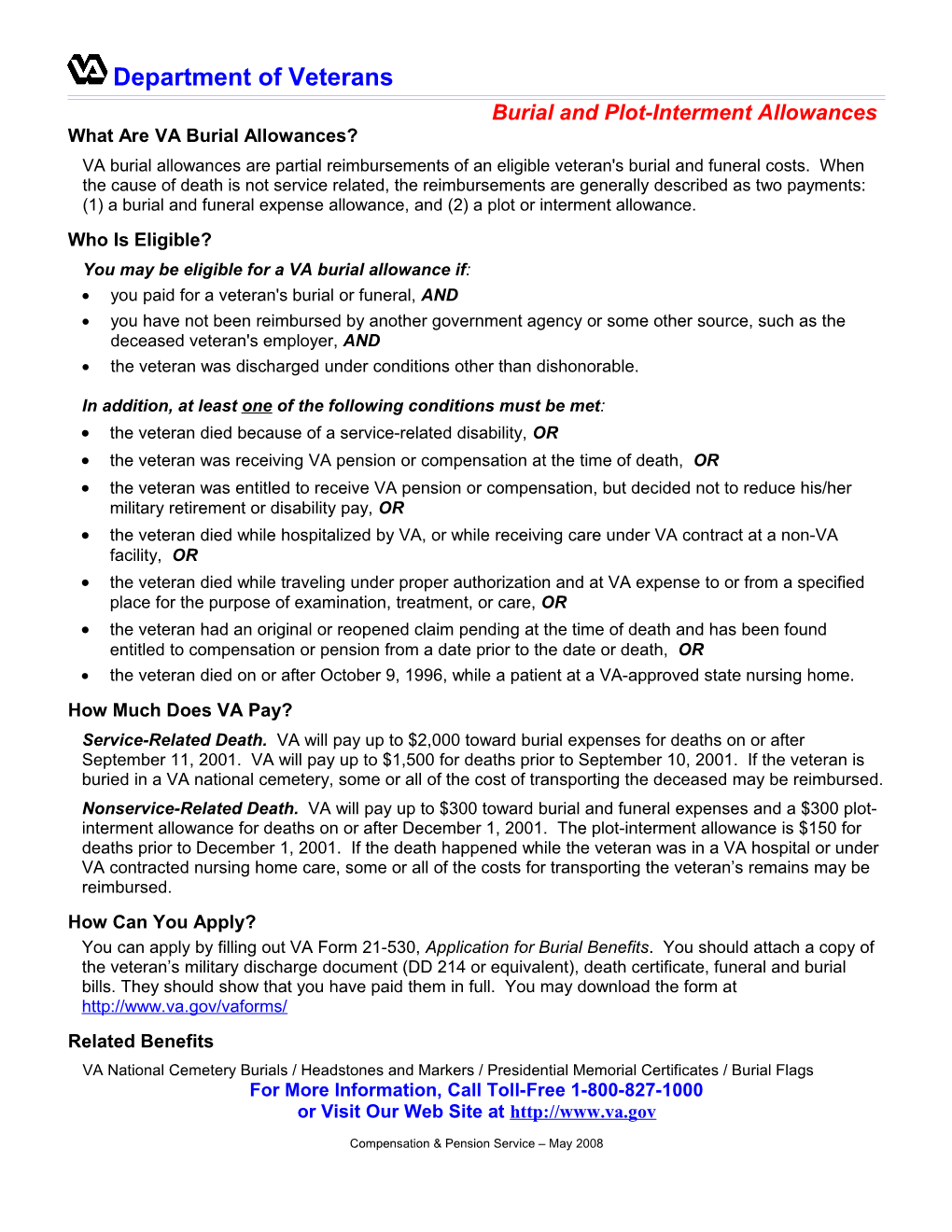 Burial and Plot Interment Allowances (Department of Veterans Affairs)