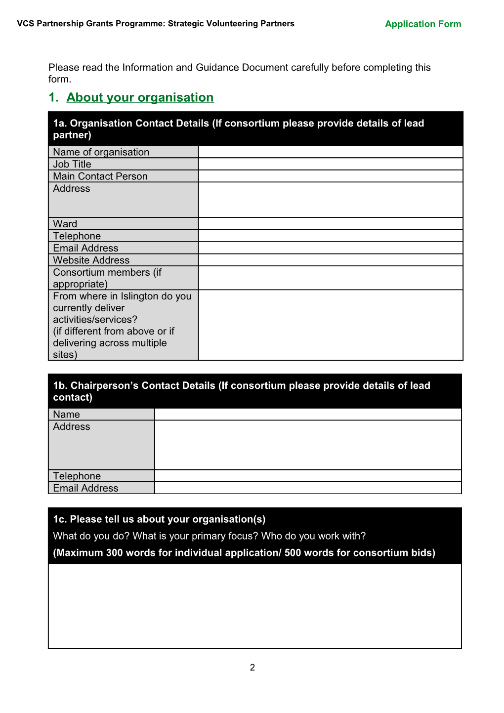 VCS Volunteering Brokerage Application Form (Windows 93-2003)