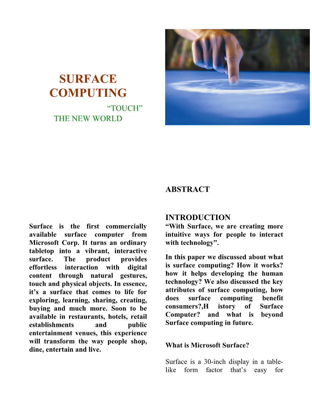Surface Computing