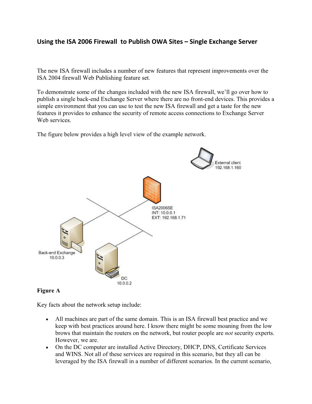 Using the ISA 2006 Firewall to Publish OWA Sites Single Exchange Server