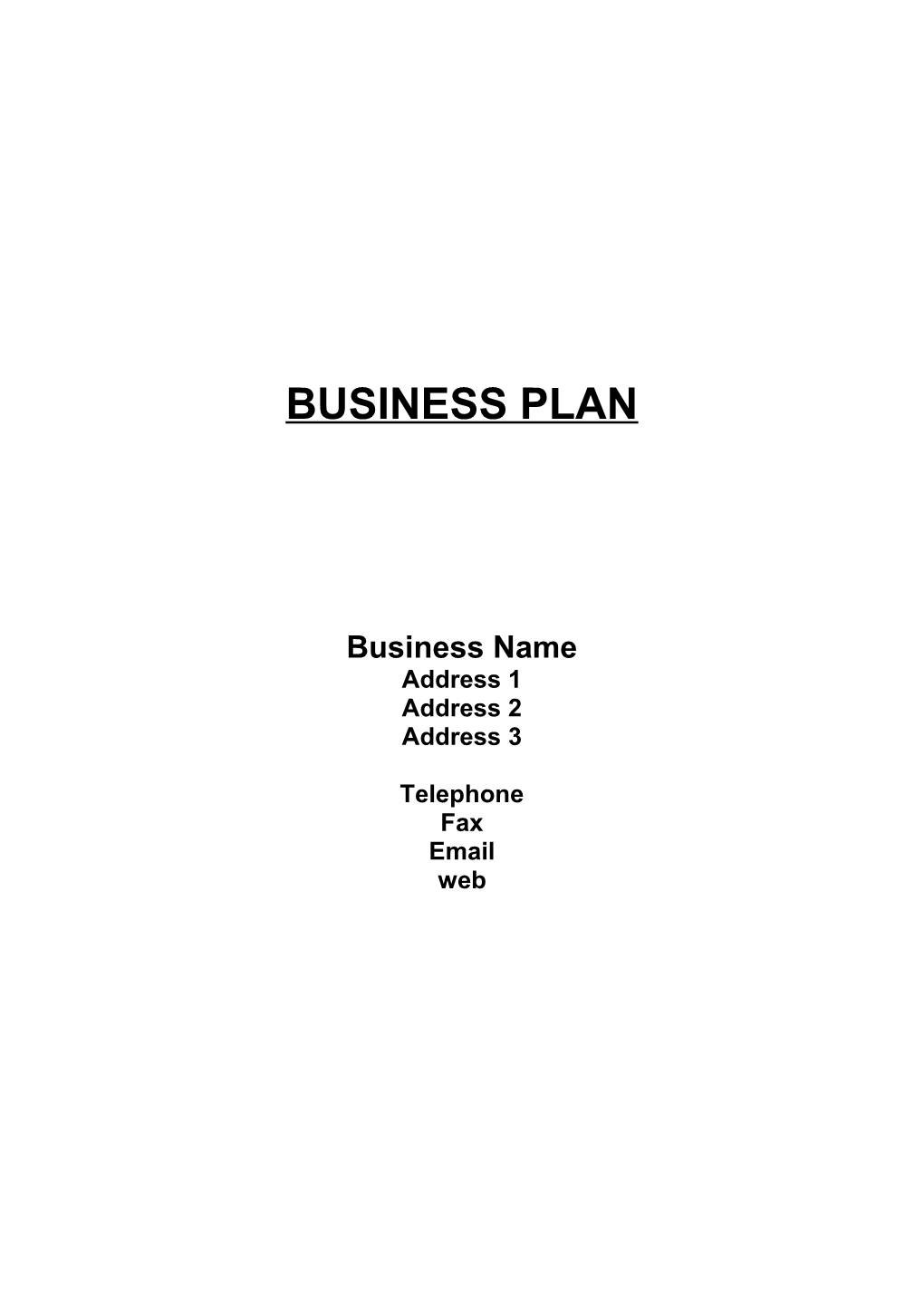 Start-Up BUSINESS PLAN TEMPLATE