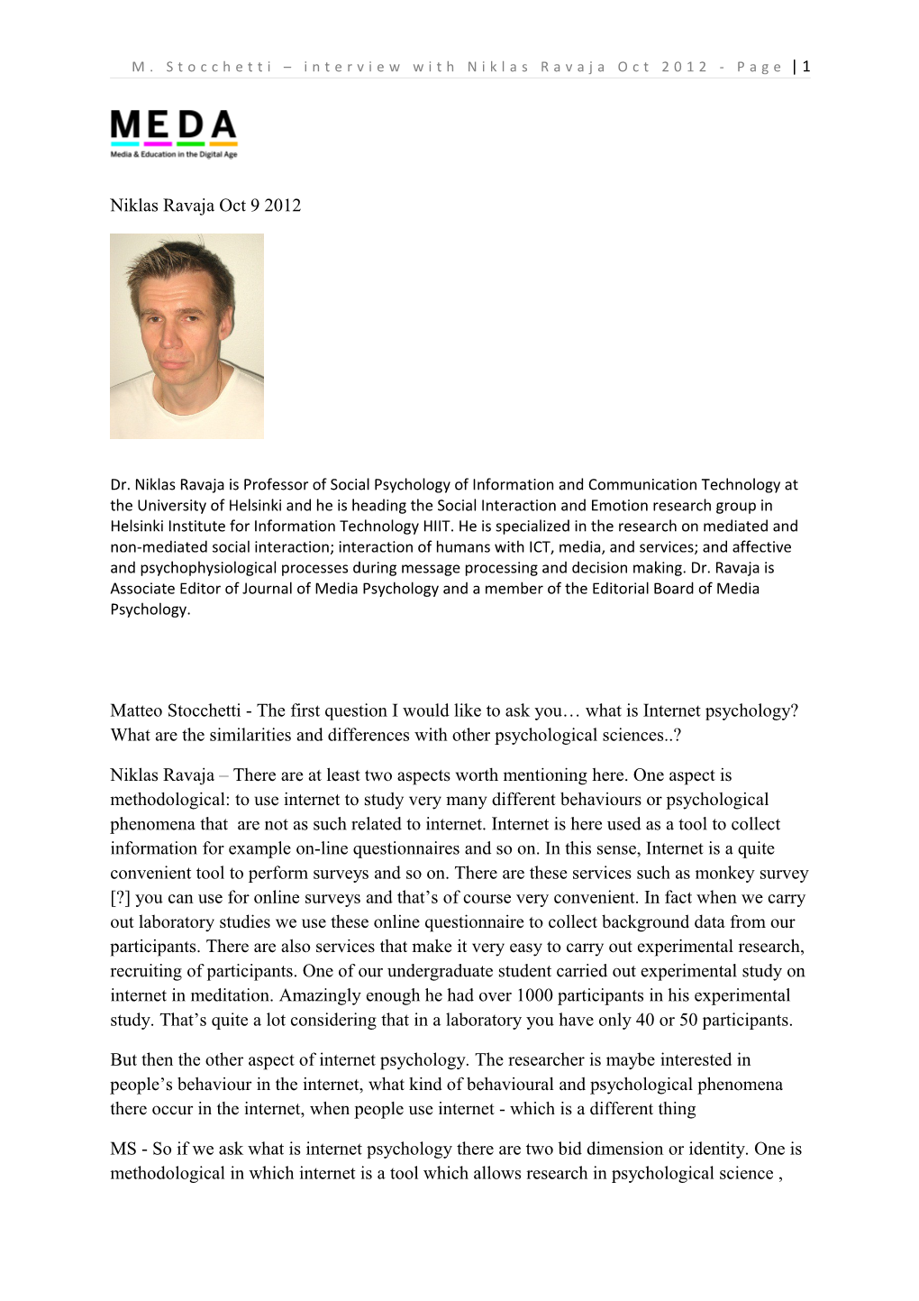 M. Stocchetti Interview with Niklas Ravaja Oct 2012 - Page 1