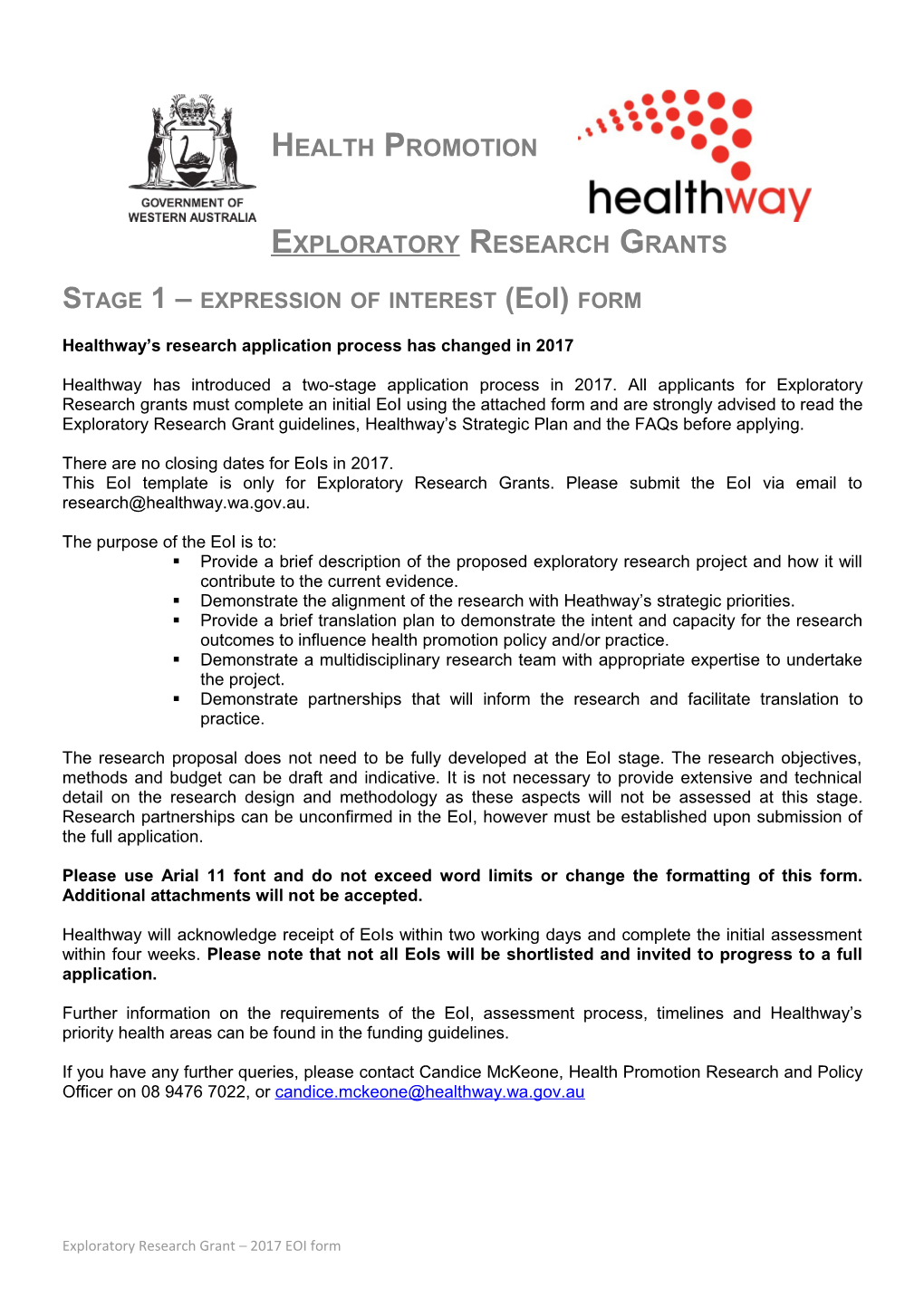 Stage 1 Expression of Interest(Eoi) Form
