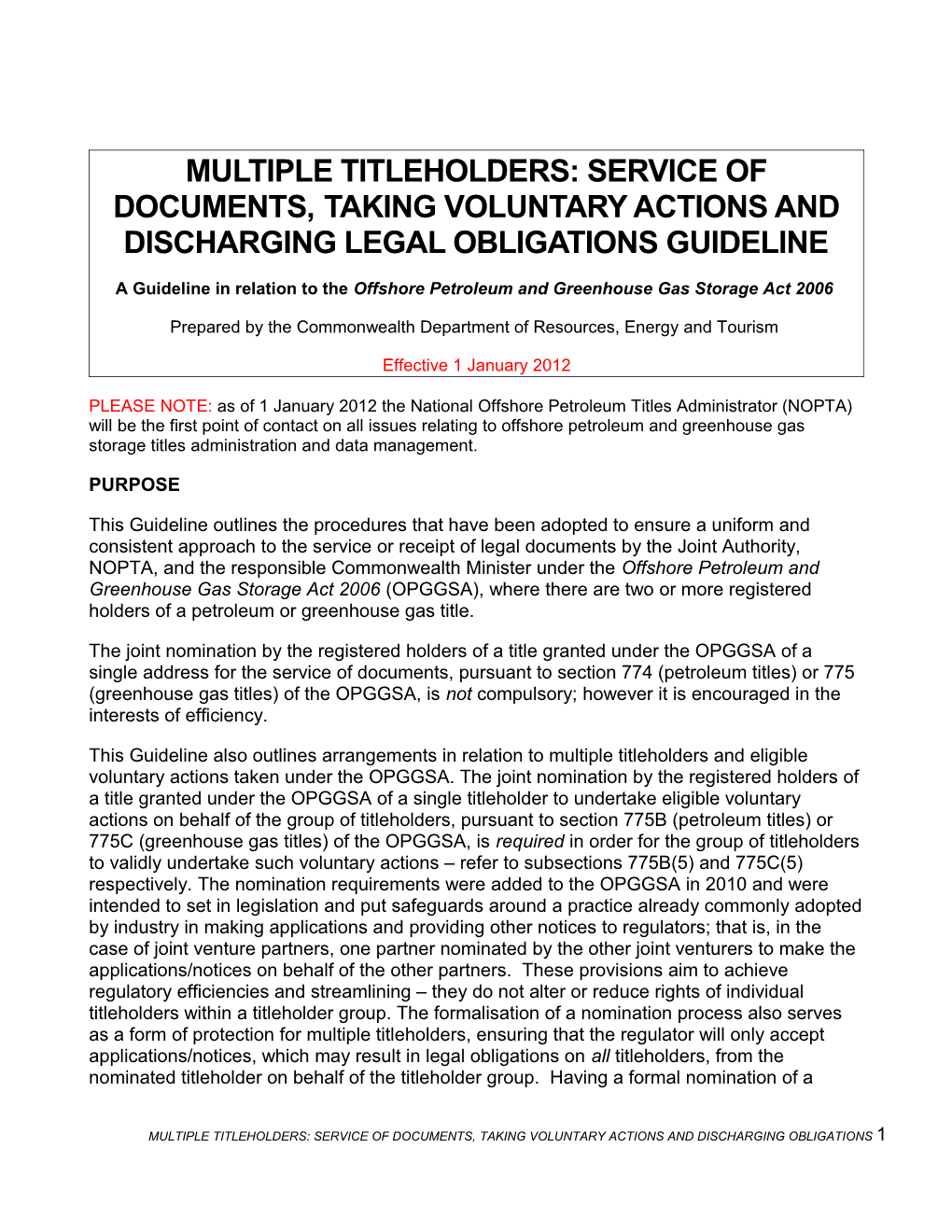 Multiple Titleholders: Service of Documents, Taking Voluntary Actions and Discharging Legal