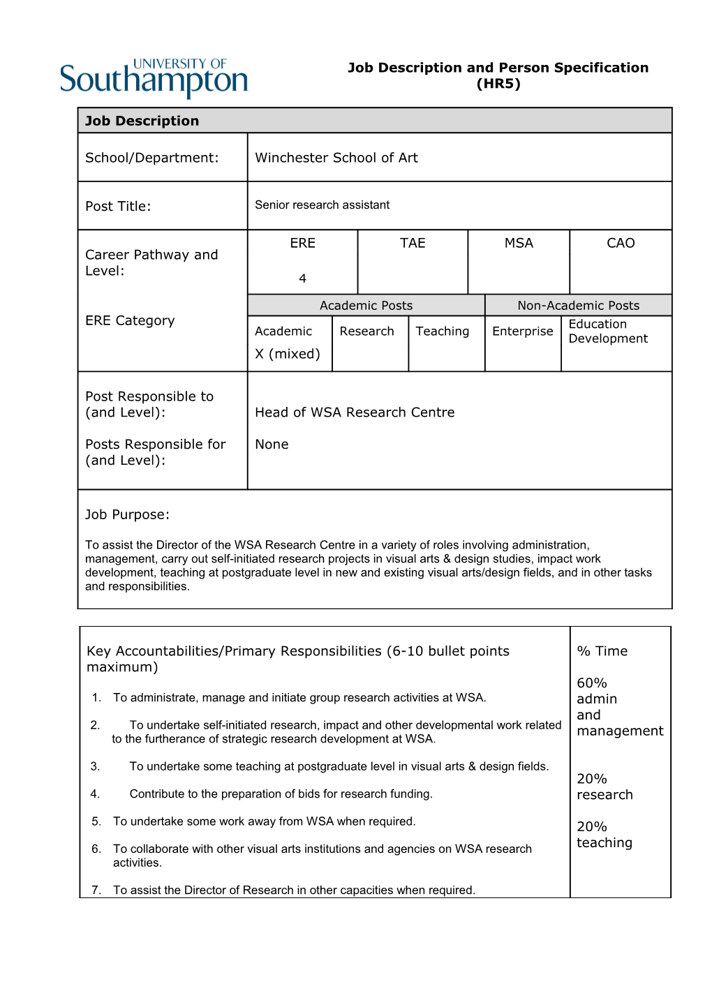 To Administrate, Manage and Initiate Group Research Activities at WSA