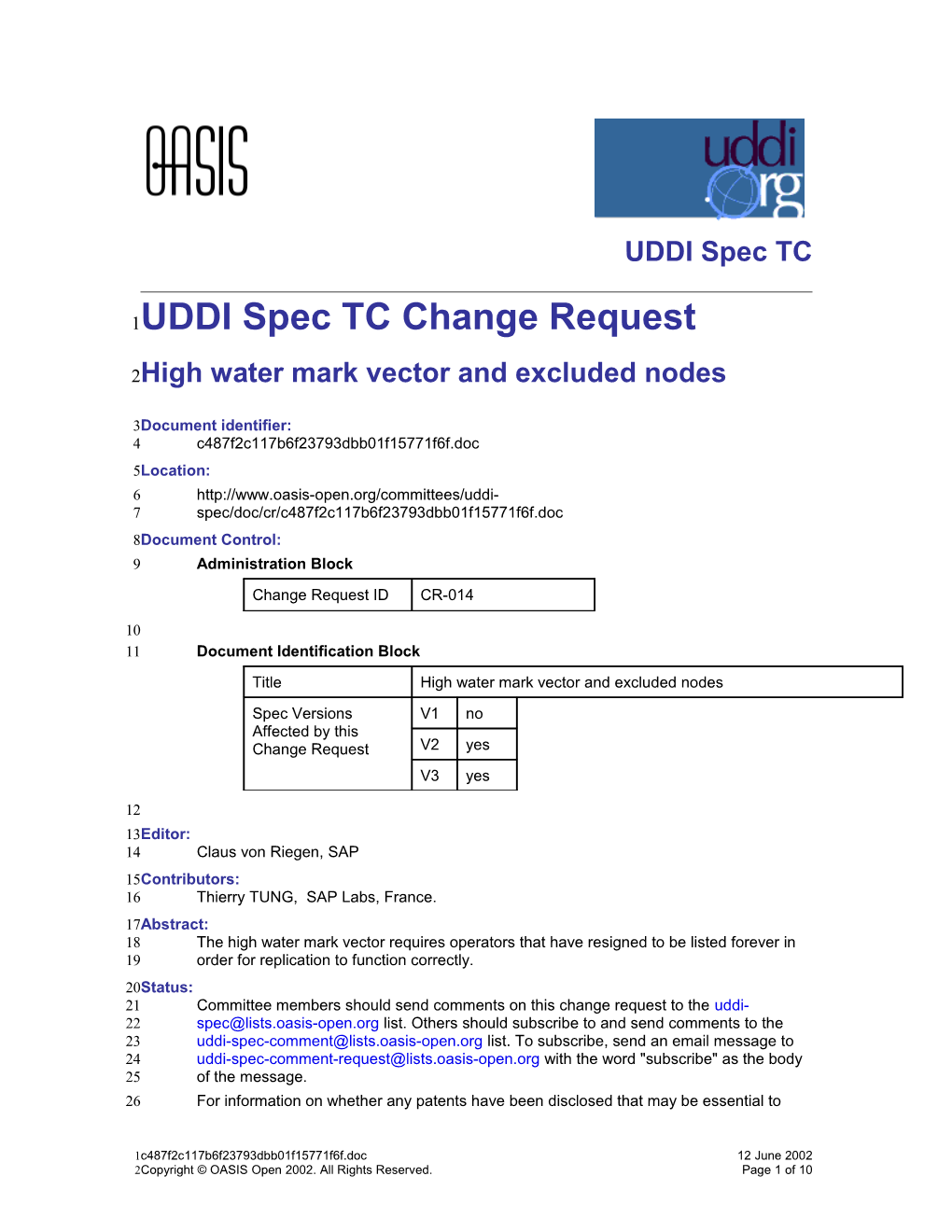 UDDI Spec TC Change Request