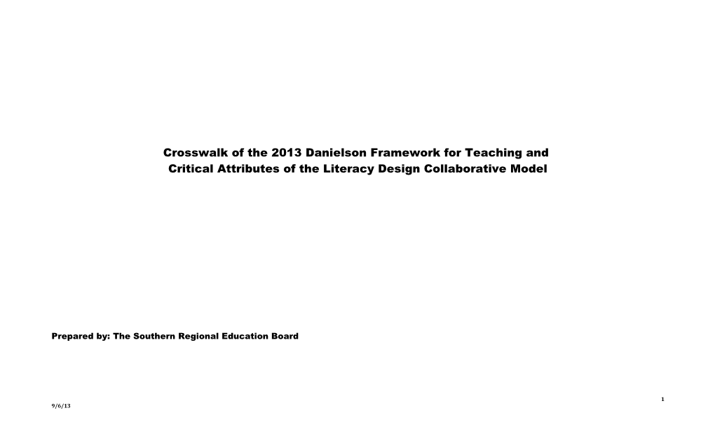Crosswalk of the 2013 Danielson Framework for Teaching And