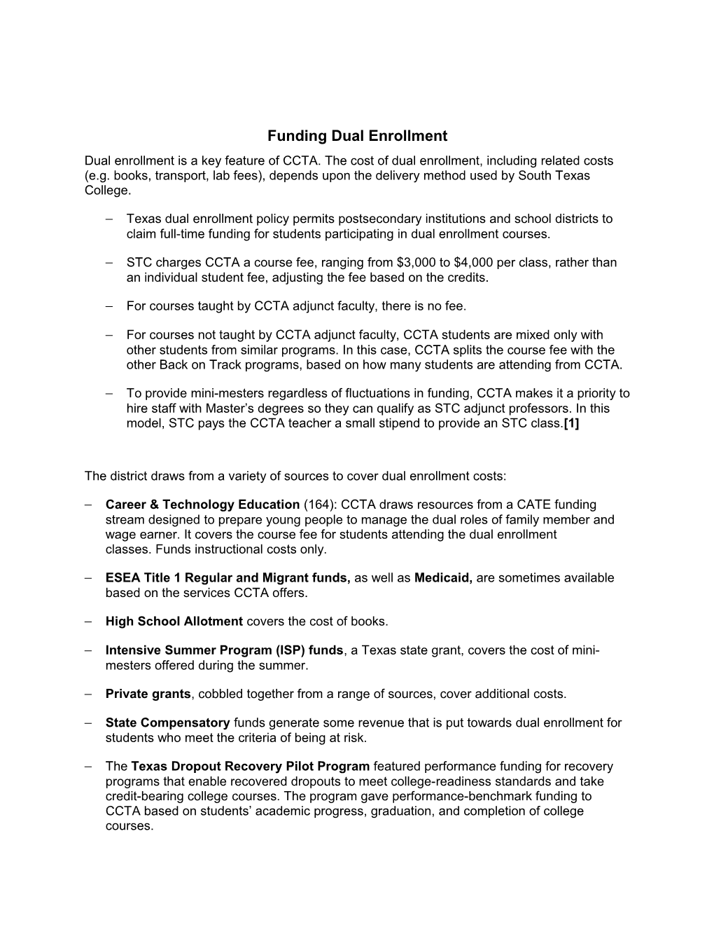 Funding Dual Enrollment