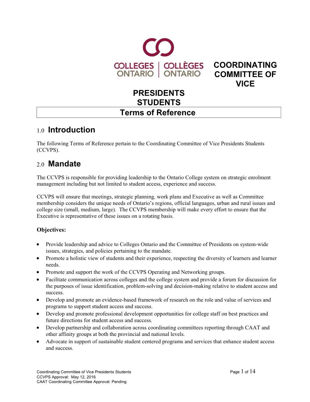 Co-Ordinating Committee on Student Services