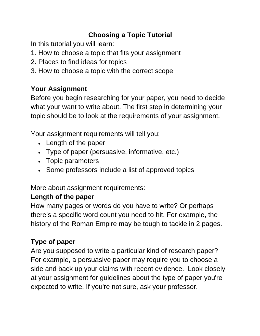 Choosing a Topic - Accessibility Script