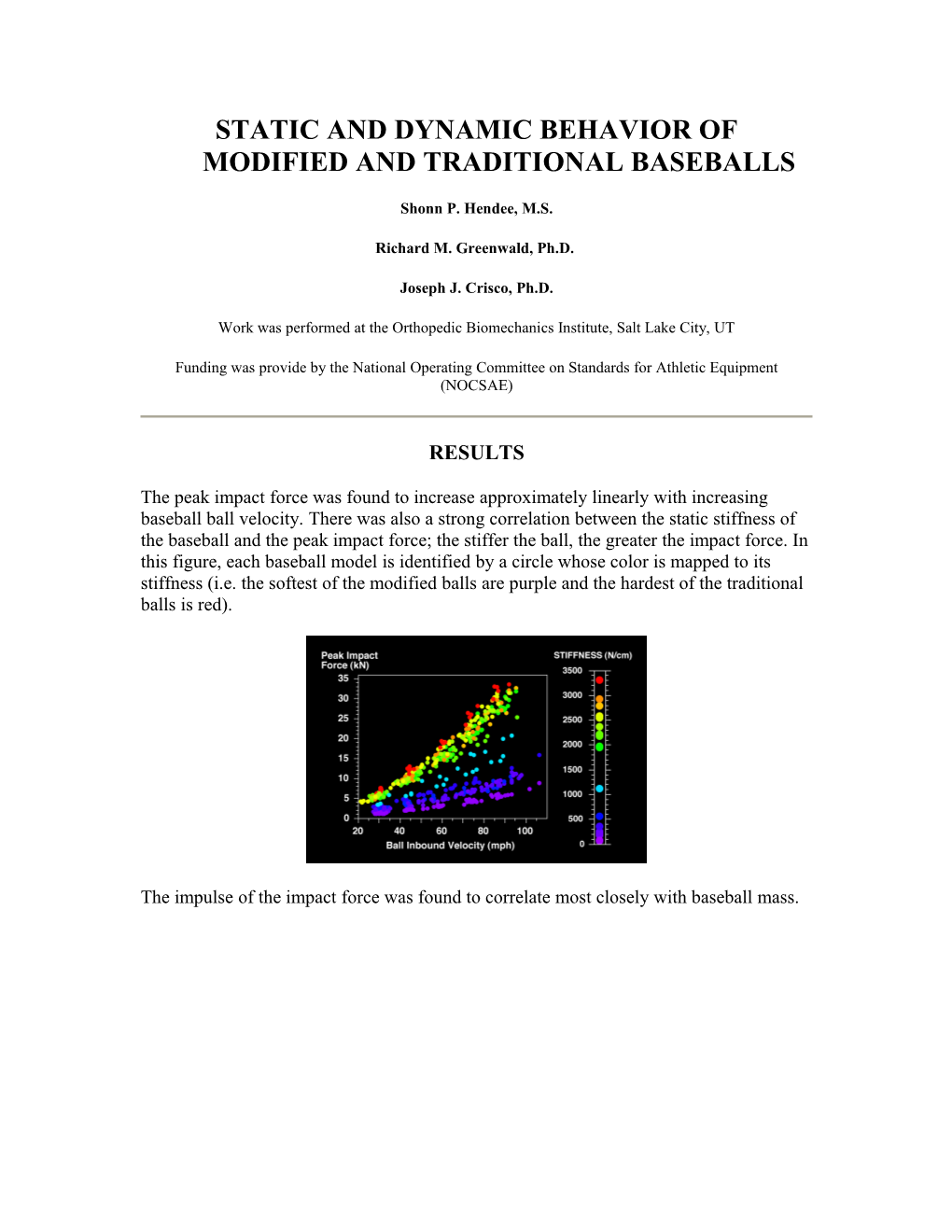 Static and Dynamic Behavior of Modified and Traditional Baseballs