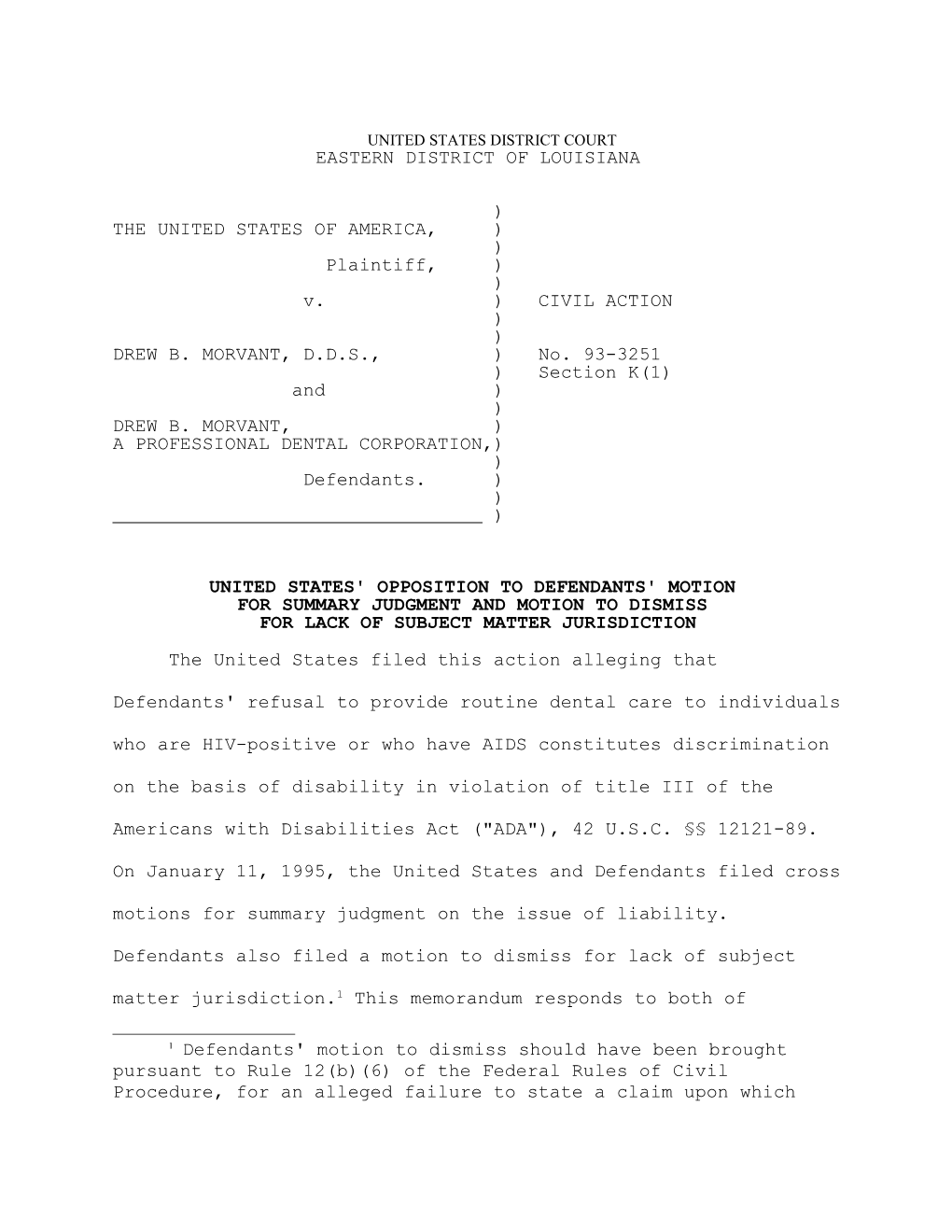 United States V. Drew B. Morvant, D.D.S