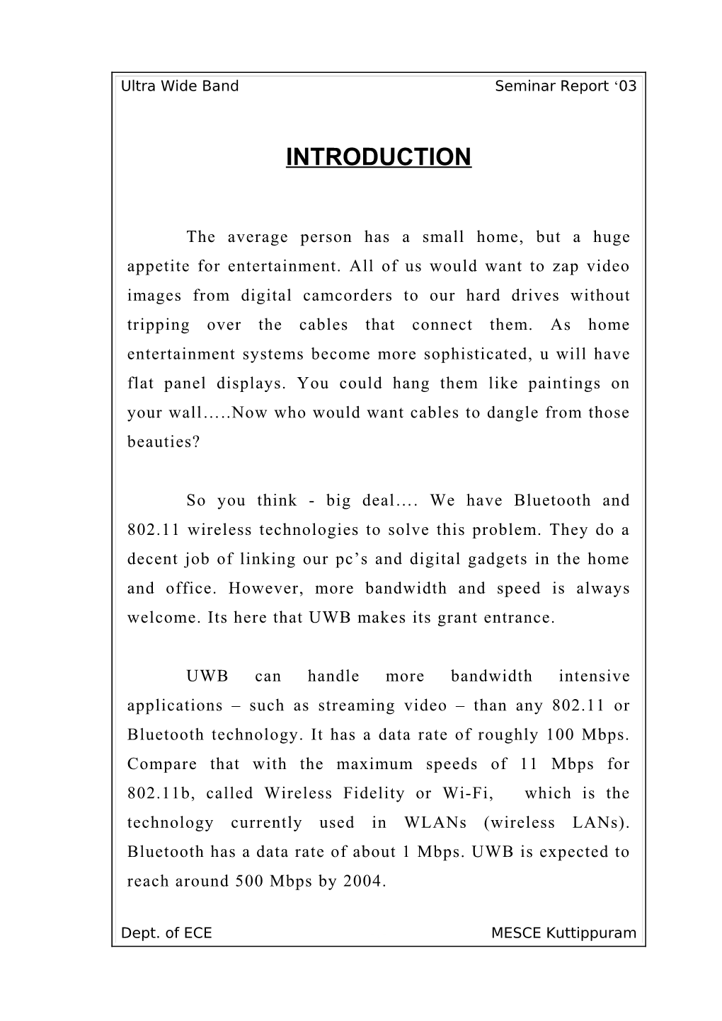 Ultra Wide Bandseminar Report 03