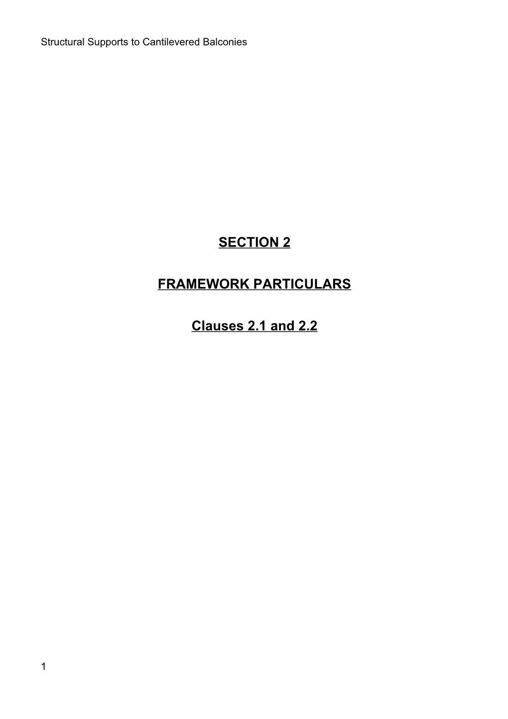 Section 2 - Framework Particulars