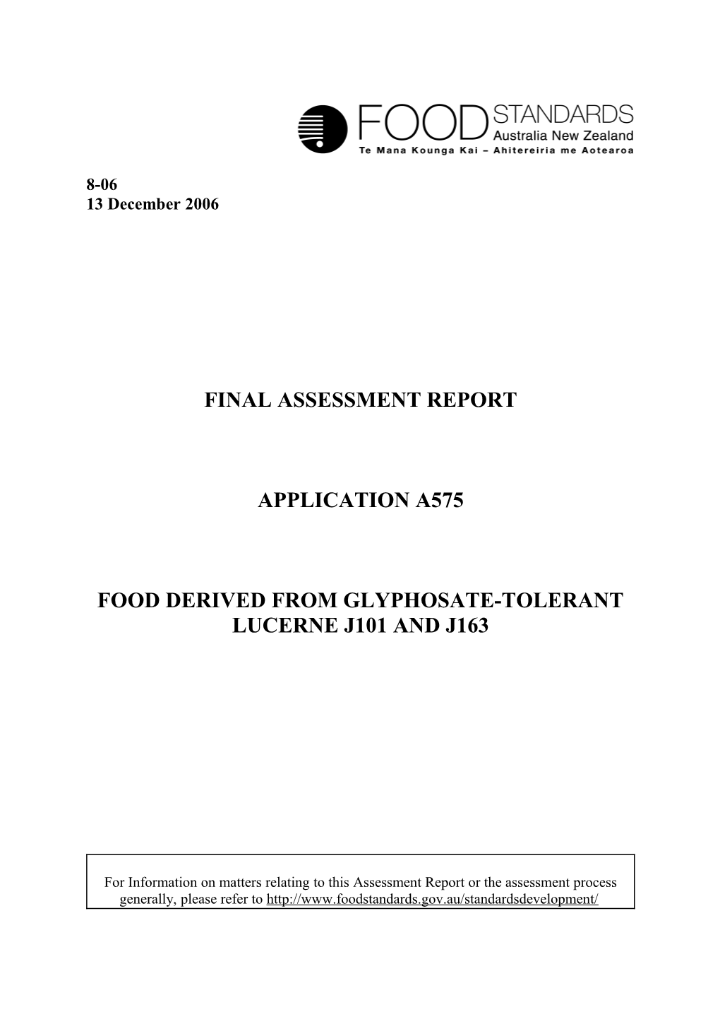 Food Derived from Glyphosate-Tolerant Lucerne J101 and J163