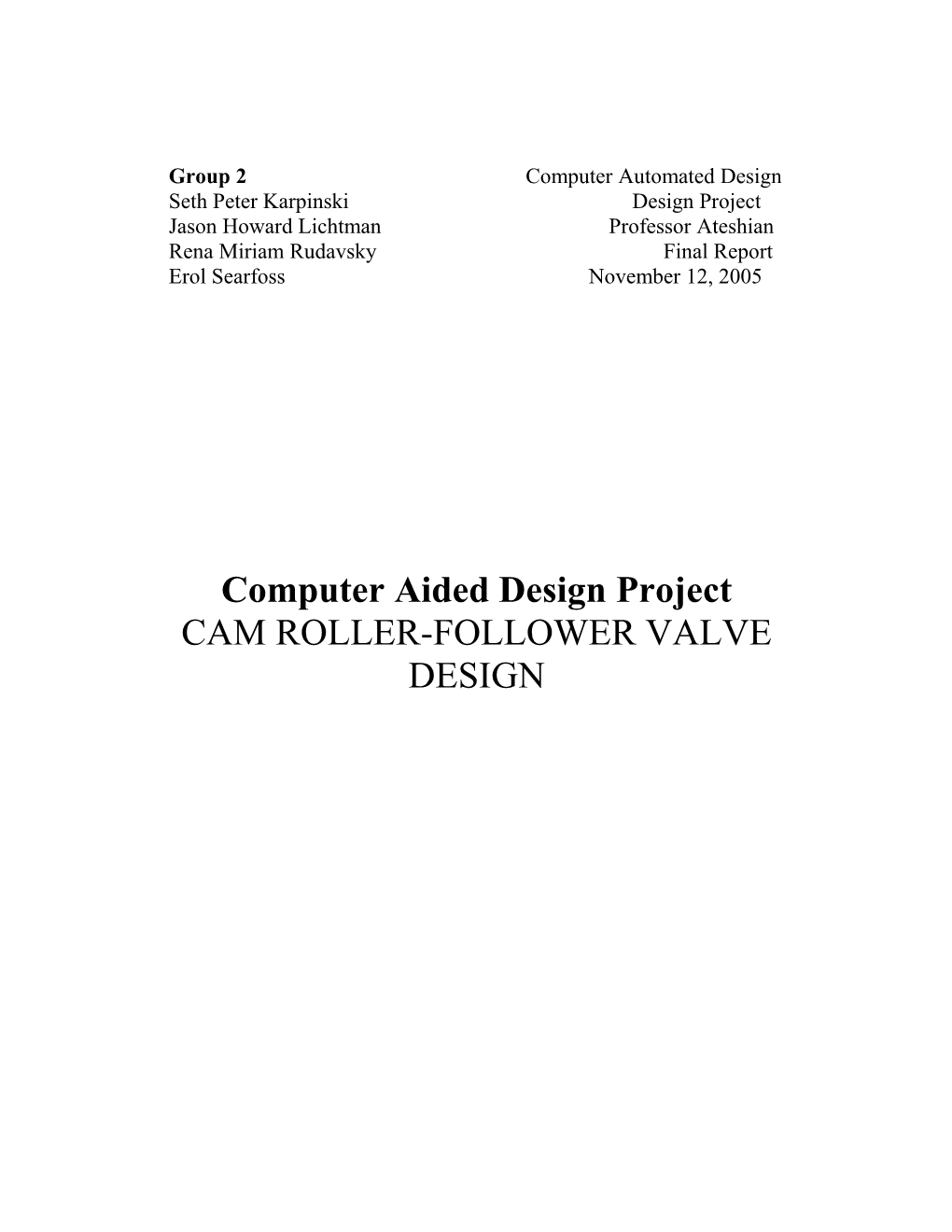 Computer Aided Design Project