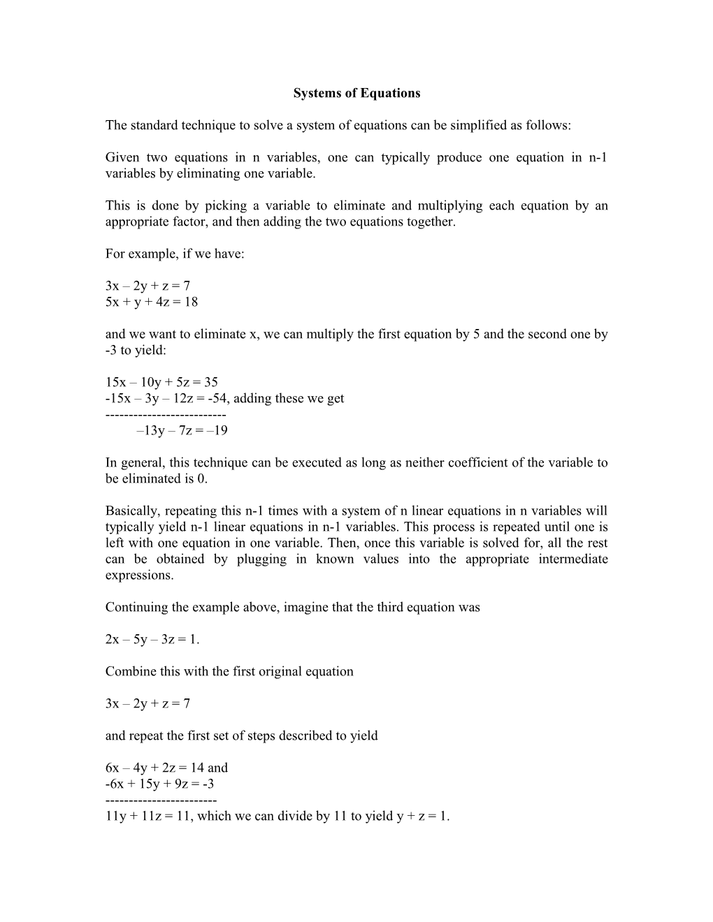 Systems of Equations