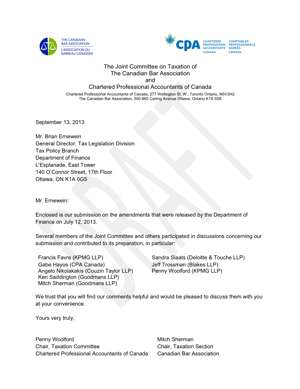 Joint Committee Letterhead