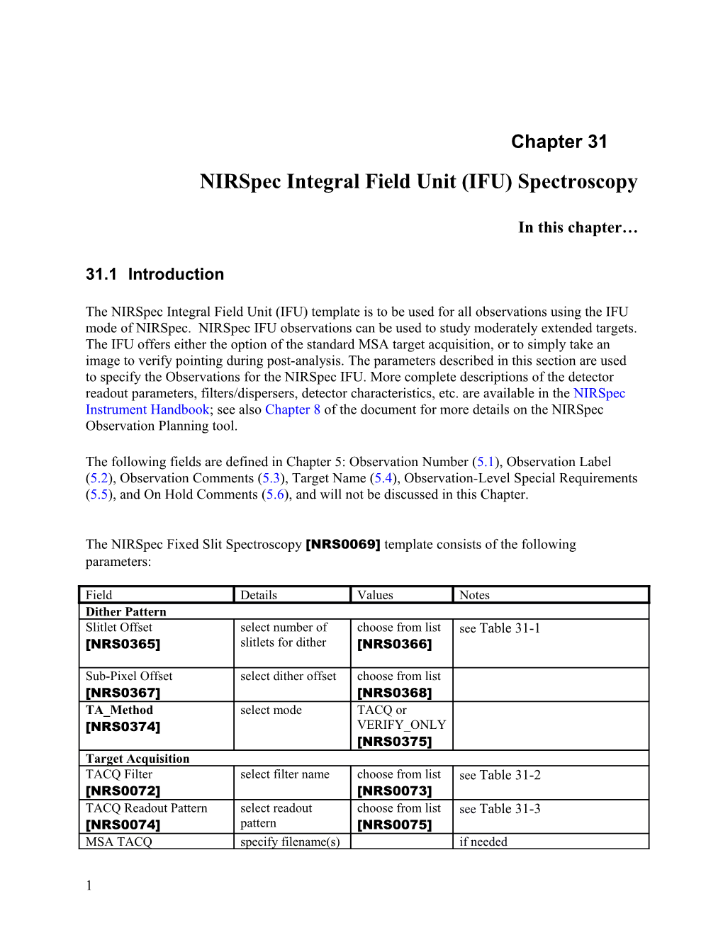 Nirspec Integral Field Unit (IFU) Spectroscopy