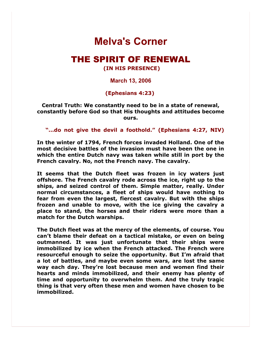 The Spirit of Renewal