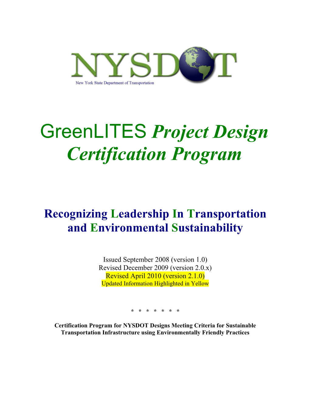 Greenlites Project Design Certification Program
